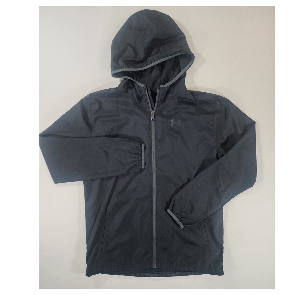 Under Armour Boys YXL Sackpack Windbreaker Jacket Black Mesh Back 1306165